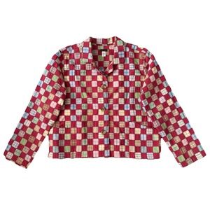 Vintage 90s Garden Gear Patchwork Quilt Jacket Womens Large Cottagecore Farm